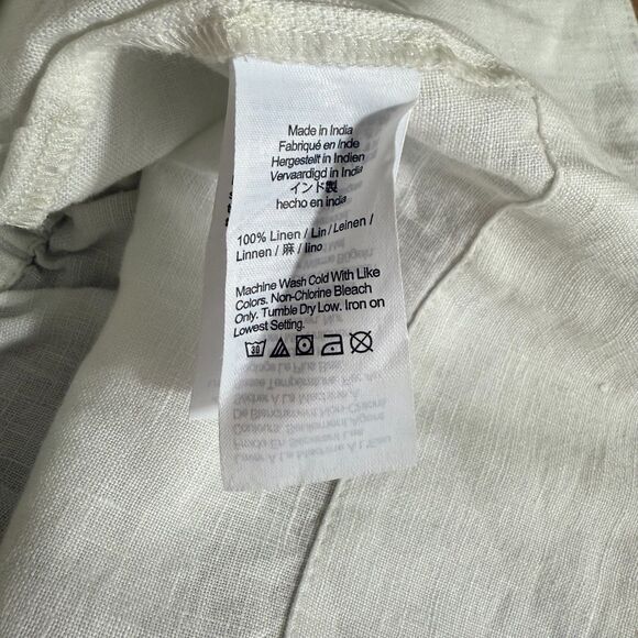 MADEWELL Contrast-Stitch Squareneck Top 100% Linen M Salt White Tank NWT B83 - Picture 6 of 6